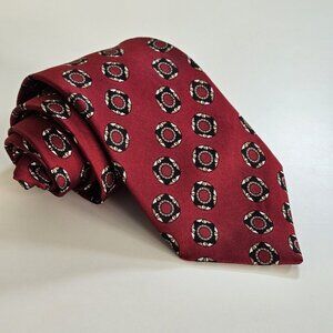 Unbranded Handmade Silk Tie France Geometric Boho Office Preppy W3.5" L59.5"
